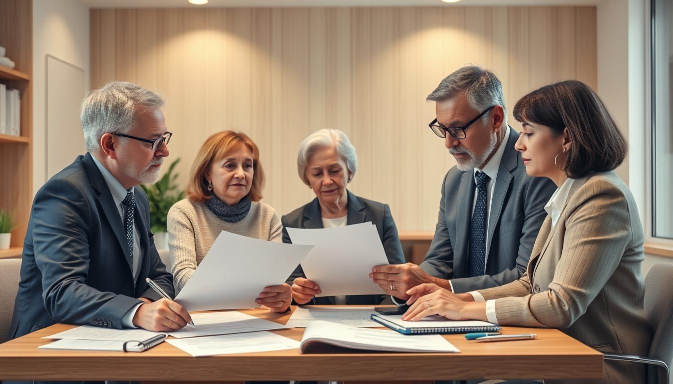 Family reviewing legal documents